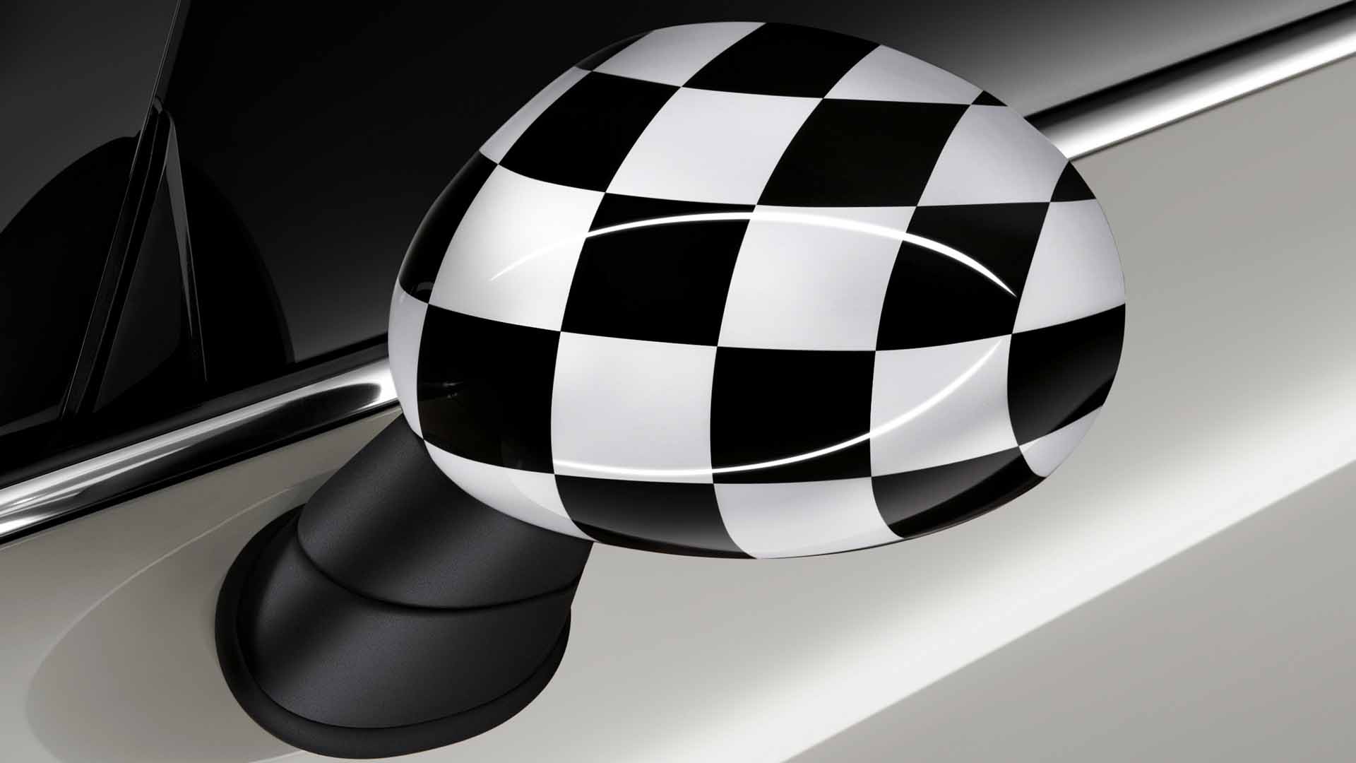 Mini Exterior Mirror Caps Checkered Flag Black White